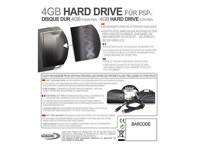 PSP 4GB Hard Drive and X2 Battery